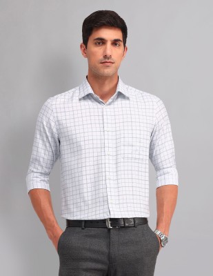 AD by Arvind Men Checkered Formal Grey Shirt