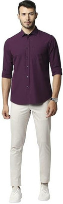 Stellalifestyle Men Solid Formal Purple Shirt