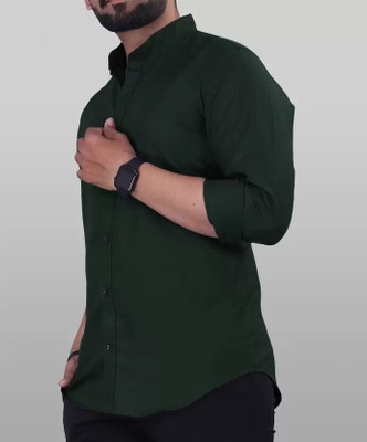 Tanip Men Solid Casual Dark Green Shirt