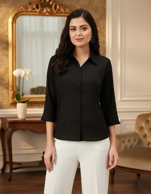 Prieto Women Solid Formal Black Shirt