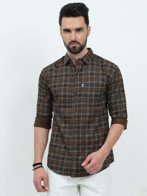 AIDAN PAUL Men Checkered Casual Green Shirt