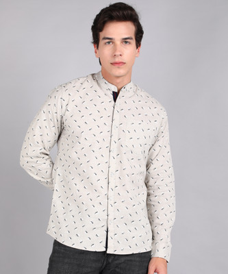 Urbano Fashion Men Graphic Print Casual Beige, Dark Blue Shirt