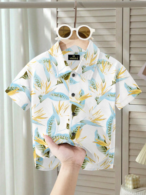 VISCERA Boys Printed Casual Light Blue Shirt