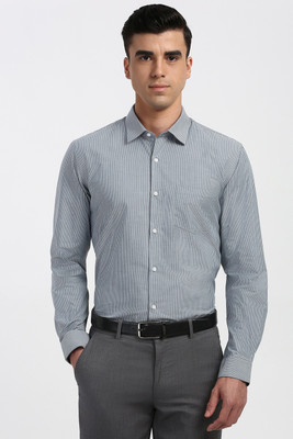 PETER ENGLAND Men Striped Formal Grey, White Shirt