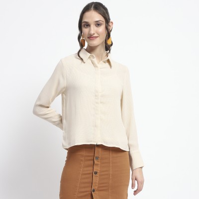 MADAME Women Solid Casual Beige Shirt