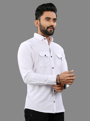 Khushi Creation Men Solid Casual White Shirt