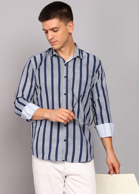 VIHANI Men Striped Casual Blue Shirt