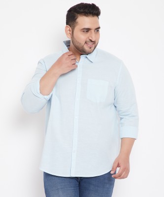 Instafab Plus Men Solid Casual Light Blue Shirt