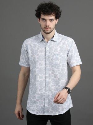 Kavya Fashion Men Printed Casual White, Grey Shirt