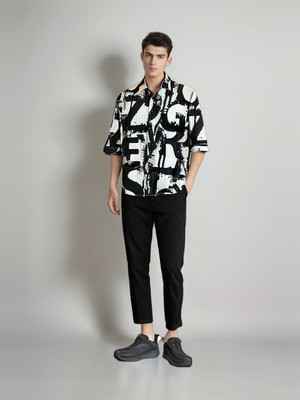 MOXTE Men Printed Casual Black Shirt