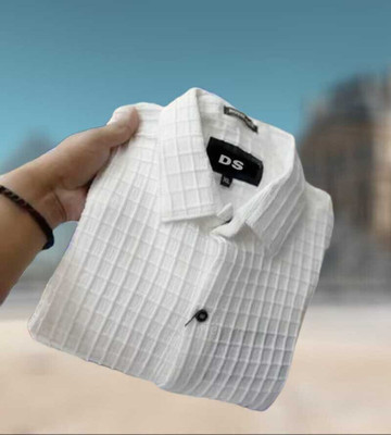 Dada Cretion Men Self Design Casual White Shirt
