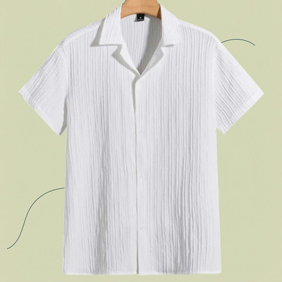 Look Trendy Men Self Design Casual White Shirt