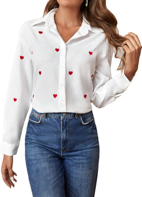 THECLASSICTOGS Women Printed Casual White Shirt
