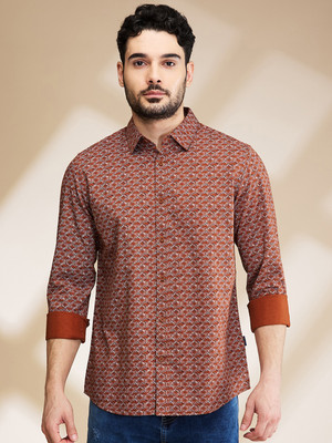 BEING HUMAN Men Printed Casual Brown Shirt