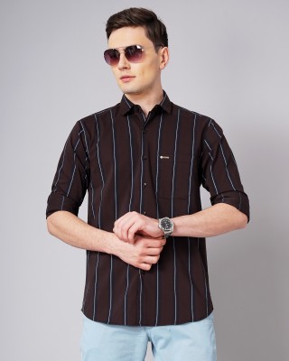 Paul Street Men Striped Casual Brown Shirt