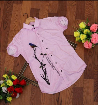 SHFASHION Men Printed Casual Pink Shirt