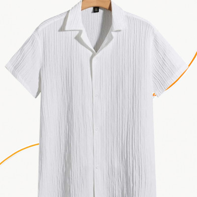Jenil Fashion Men Self Design Casual White Shirt