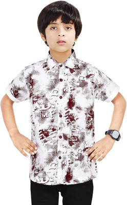 The Crane Boys Printed Casual White Shirt