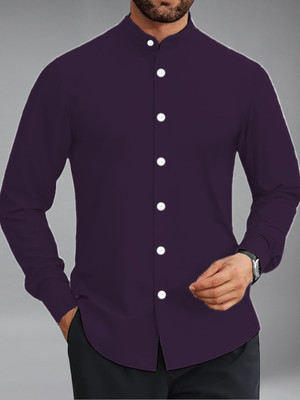 BHUVIKOO Men Solid Casual Purple Shirt