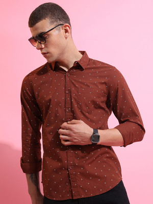 HIGHLANDER Men Printed Casual Brown Shirt