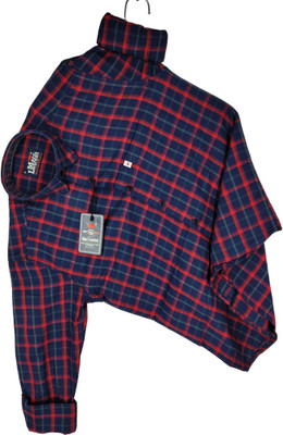 VK CREATTION Men Striped Casual Dark Blue, Red, Light Blue Shirt