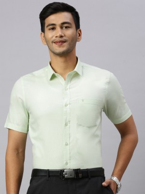 Ramraj Cotton Men Solid Formal Green Shirt