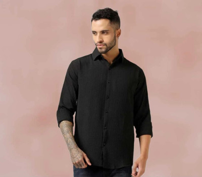 VASTRAM TREND Men Self Design Casual Black Shirt