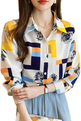 Divine Fabrics Women Printed Party Multicolor Shirt