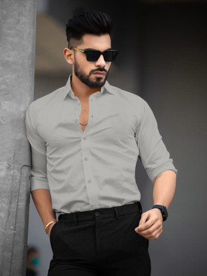 SHIV FASHION Men Solid Formal Grey Shirt
