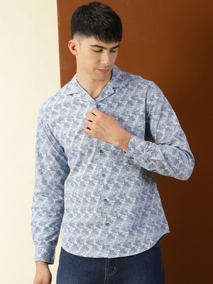 THOMAS SCOTT Men Printed Casual Blue Shirt