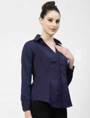 SEE FASHIONES Women Solid Casual Dark Blue Shirt