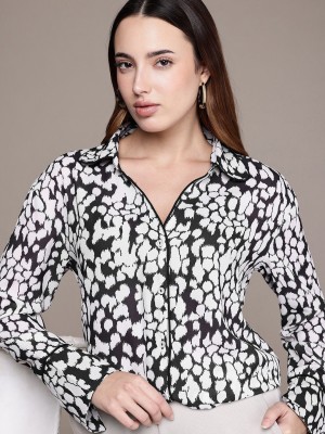 French Connection Women Printed Casual Black Shirt