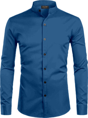 MILDIN Men Solid Formal Blue Shirt
