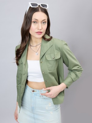 Style Quotient Women Solid Casual Green Shirt