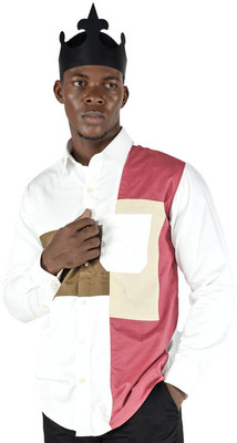 french crown Men Solid Casual White Shirt