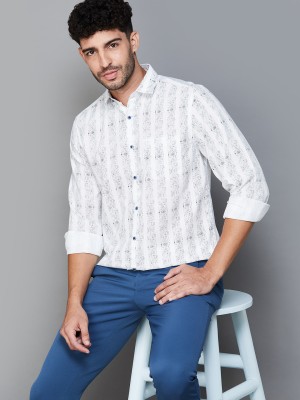 CODE by Lifestyle Men Printed Casual White, Light Blue Shirt