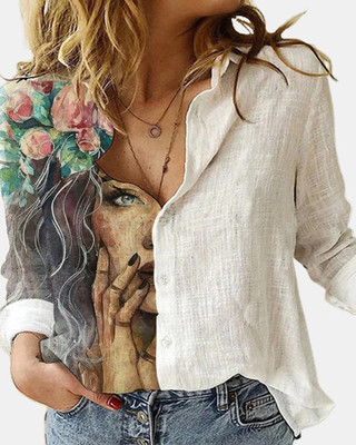 Brand Black Jack Women Printed Casual White Shirt