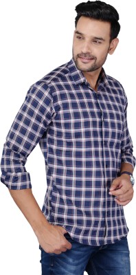 FAVNIC Men Checkered Casual White, Blue, Red Shirt