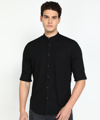 PETER ENGLAND Men Solid Casual Black Shirt