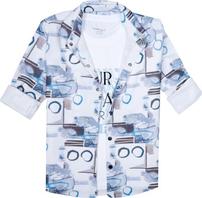 Charchit Boys Printed Casual Blue Shirt