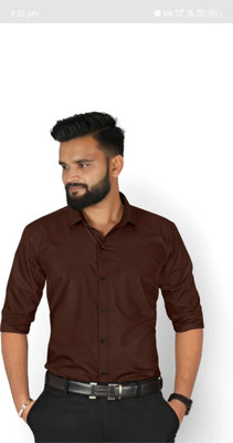 Satyamb Men Solid Casual Maroon Shirt