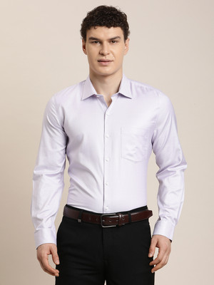 TURTLE Men Self Design Formal Purple Shirt