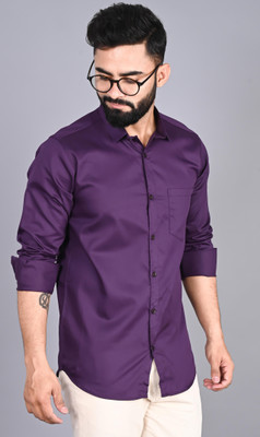 FUBAR Men Solid Formal Purple Shirt