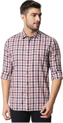 BASICS Men Checkered Casual Dark Blue, Red, White Shirt