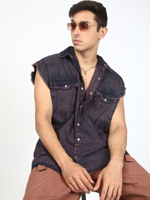 Bene Kleed Men Solid Casual Purple Shirt