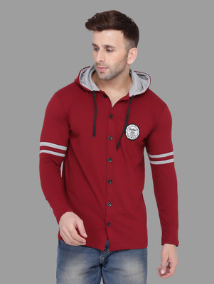 HouseOfCommon Men Solid Casual Maroon Shirt