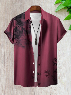 ZONANZA Men Printed Casual White, Maroon Shirt