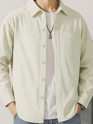JACKBELLA Men Striped Casual Beige Shirt