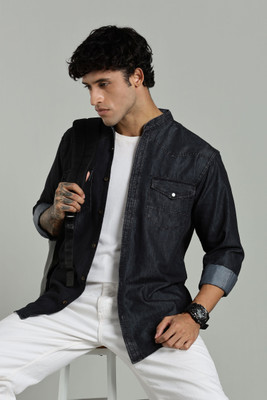 7th Legion Men Self Design Casual Black Shirt