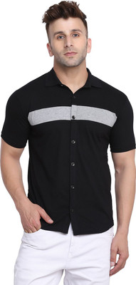 HouseOfCommon Men Self Design Casual Black Shirt